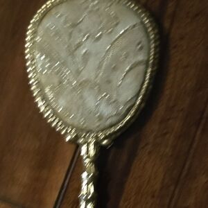 Vintage Gold-toned Handheld Mirror